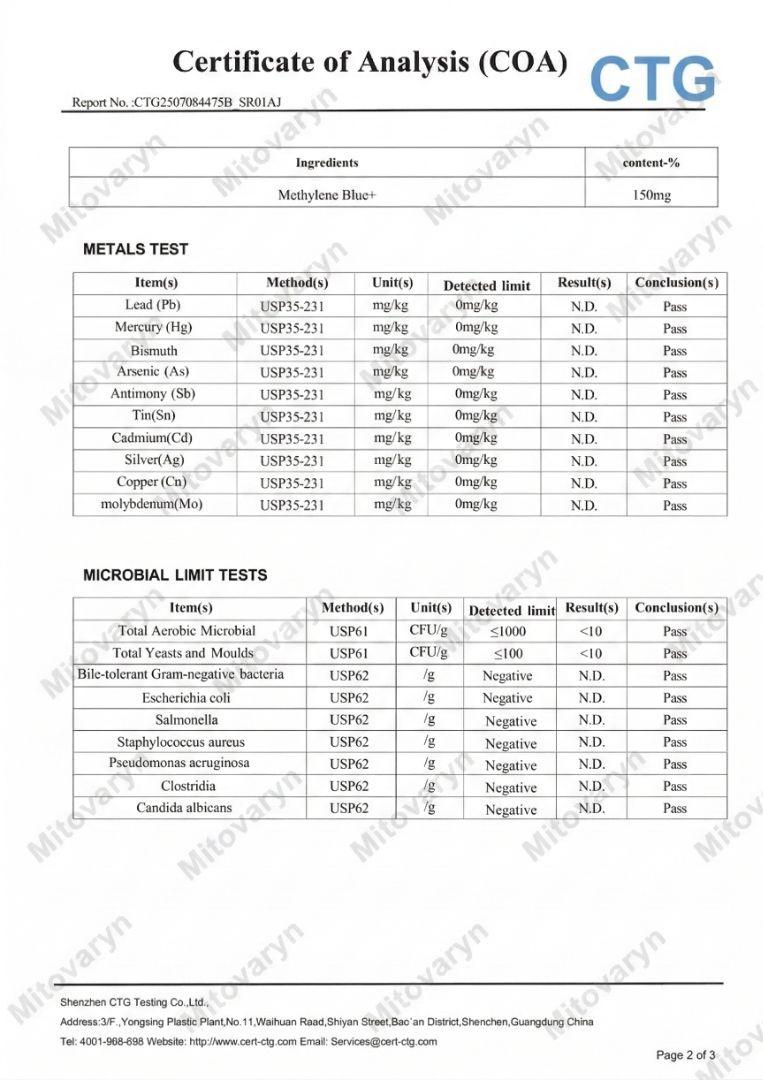Mitovaryn Methylene Blue Recharges Your Cells to Boost Energy, Focus & Reduce Pain