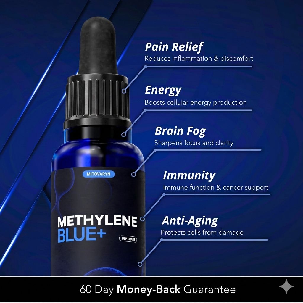 Mitovaryn Methylene Blue Recharges Your Cells to Boost Energy, Focus & Reduce Pain